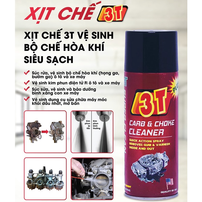 Xịt chế hòa khí ô tô, xúc bình xăng con ô tô, vệ sinh họng ga