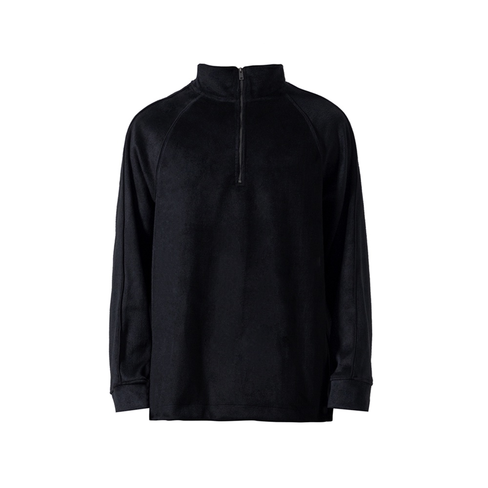 Áo Nỉ Sweater Lông Cổ Cao "High Neck Velvet Sweater" 350gsm Màu Đen