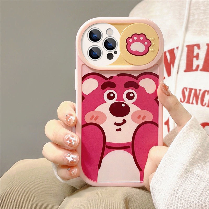 Ốp lưng iphone nắp trượt tròn gấu Lotso - mèo máy Doraemon 6/6splus/7/7plus/8/8plus/x/xs/11/12/13/14/pro/max/plus/promax