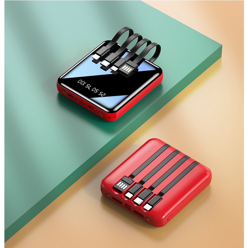 Pin dự phòng mini dung lượng lớn 20000mAh kèm cáp dữ liệu tiện lợi