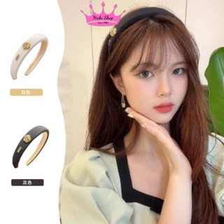 Bờm tóc xược tóc băng đô hoa trà sang chảnh, xước tóc bản nhỏ họa tiết hoa trà cao cấp
