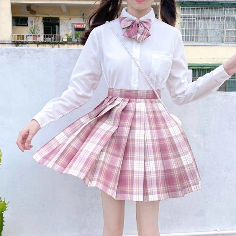 Bộ Đồng Phục Áo Tay Dài + Chân Váy Xếp Ly Thời Trang Mùa Thu Xinh Xắn Cho Bé Gái 10 Tuổi 12 1226