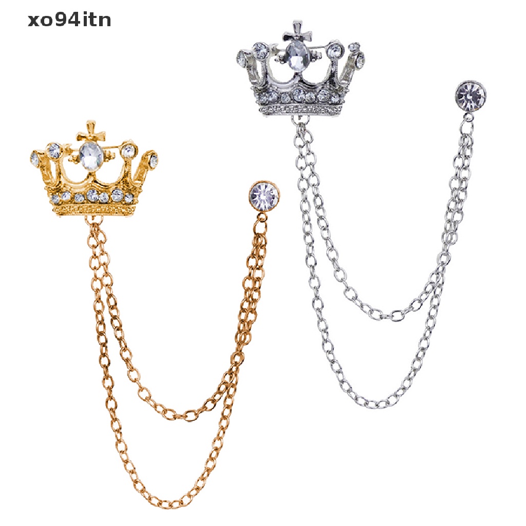 Trâm Cài Áo Hình Vương Miện Phối Dây Xích Tua Rua Phong Cách Anh Quốc Cổ Điển Thời Trang Sang Trọng