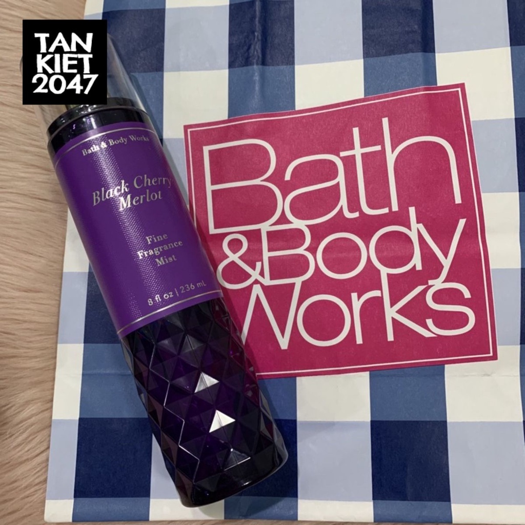 Xịt thơm toàn thân BLACK CHERRY MELOT body mist Bath And Body Works 236ML