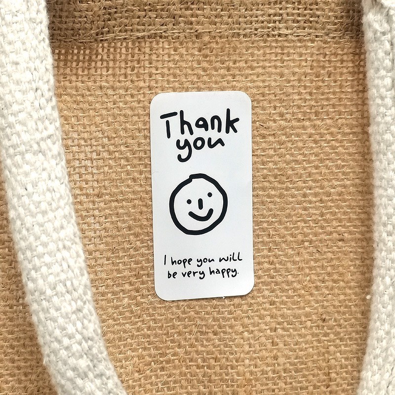 TD71_Tem dán chữ _ STICKER " Thank you" << SIZE 3X6CM, 100 TEM/XAP_ STICKER NIÊM PHONG HỘP GIẤY