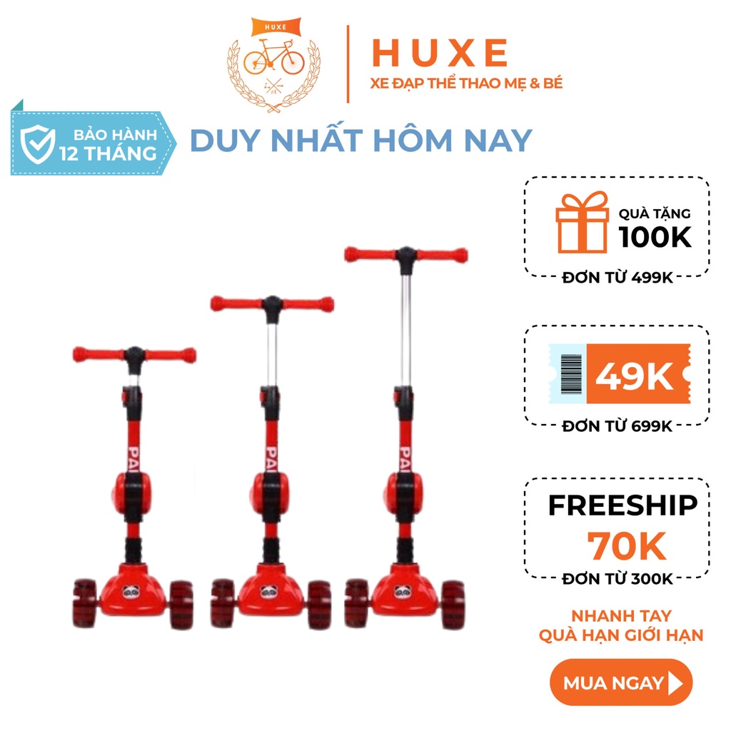 Xe trượt scooter 3 in 1 3 bánh phát sáng có đèn có nhạc cho bé có ghế ngồi đa năng xe cỡ đại cao cấp.