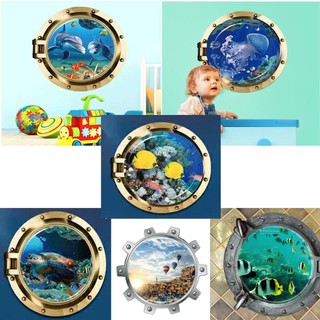 Decal dán tường tranh dán tường 3D hình ô cửa sổ