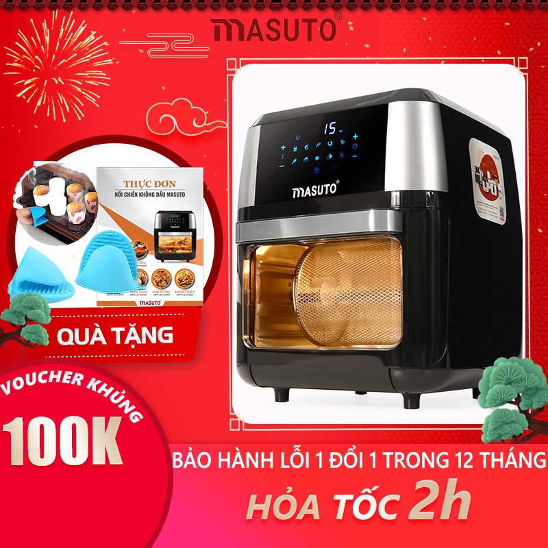 Nồi chiên không dầu Masuto Eatclean chế độ 10 món nấu tự động hạn chế 90% dầu mỡ chất béo