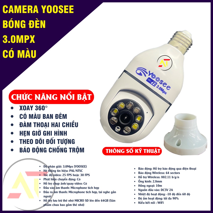 Camera Yoosee IP Wifi Yoosee 8 Led Xoay 360 Độ 2.0Mp - 1080P