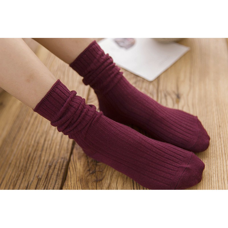 Đôi Vớ Cotton Màu Trơn Cổ Thấp JP5 Dành Cho Nữ