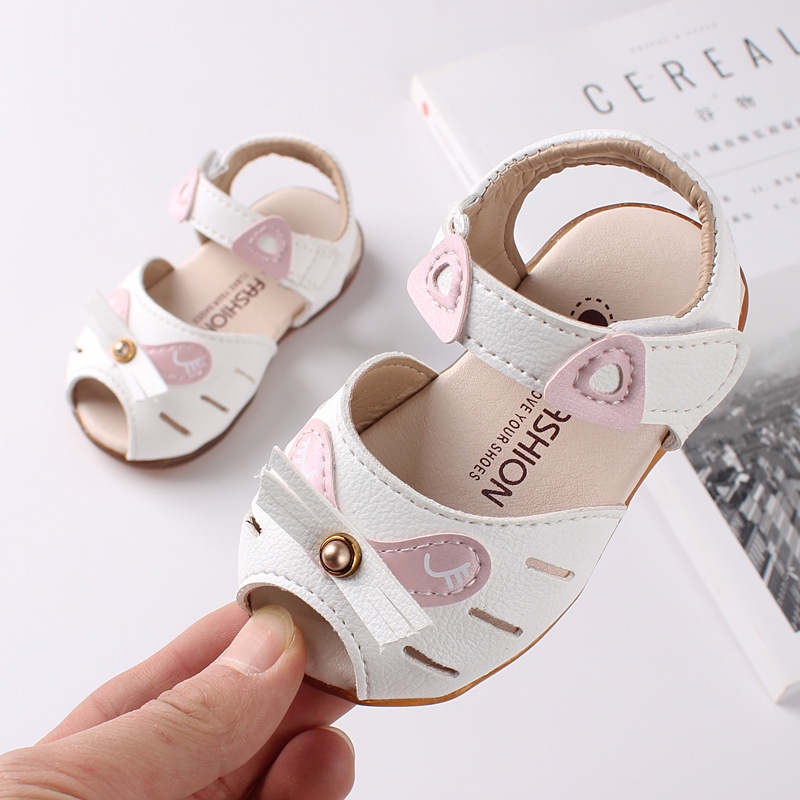 MauMoi_ Sandal rọ hở mũi tập đi cho bé gái kute sz 15-19