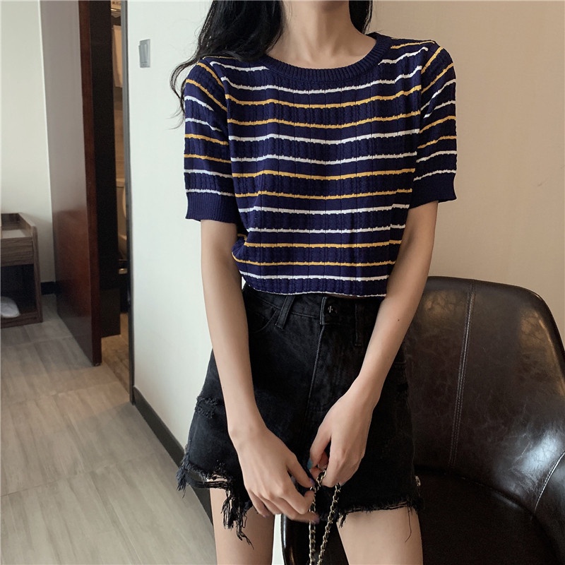 NRVP Áo thun nữ ngắn tay gợi cảm thời trang mùa hè Hàn Quốc 2023