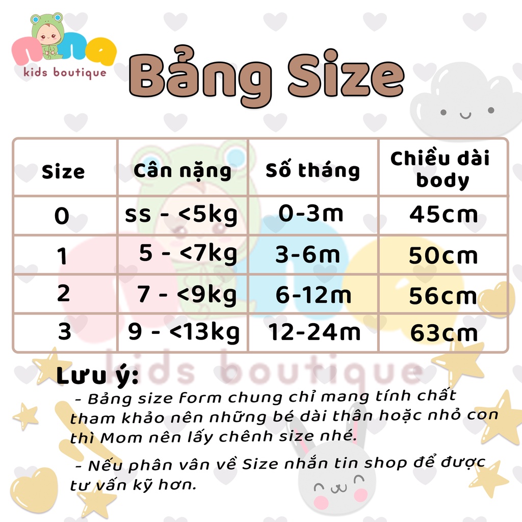 Body sleep nỉ bông cho bé Nina Kids Boutique Body dài tay sơ sinh 0 24 tháng