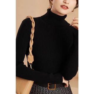 Áo len tăm cổ cao tay dài dáng body basic
