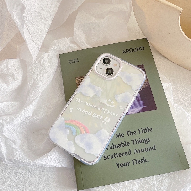(SIÊU RẺ) Ốp lưng iphone viền trắng rời mây cầu vồng siêu xinh 7plus/8/8plus/x/xr/xs/11/12/13/pro/max/plus/promax