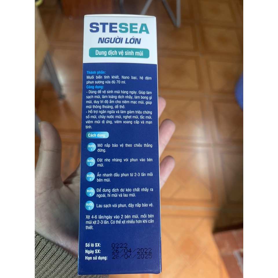 Dung dịch vệ sinh mũi hàng ngày STESEA người lớn - Giúp làm sạch khoang mũi, ngăn ngừa sổ mũi , ngạt mũi- chai 70ml