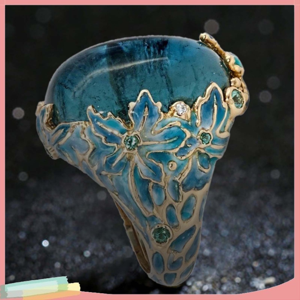 Nhẫn hợp kim trang trí hoa đính đá kiểu dáng thanh lịch cho nữ