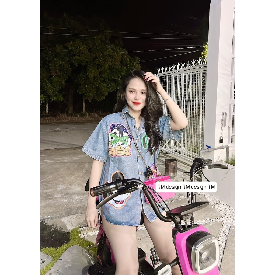 Freeship Áo sơ mi jean nữ in hình vịt donal mickey gấu chó,áo bò in hình xinh phù hợp đi học đi làmđi chơi #Huyenshop79@