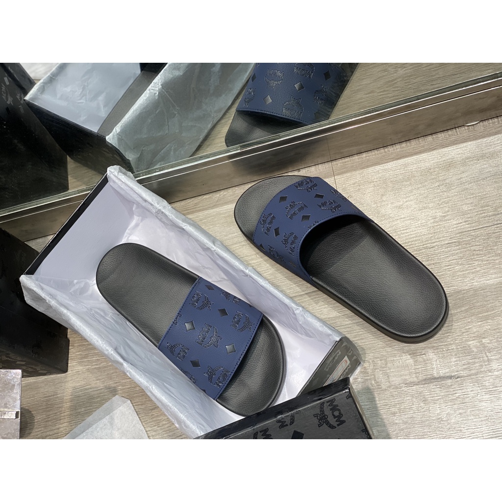 SLIDE SANDAL M_C_M  'BLUE NAVY'. DÉP M_C_M  XANH NAVY NHẬP TRUNG