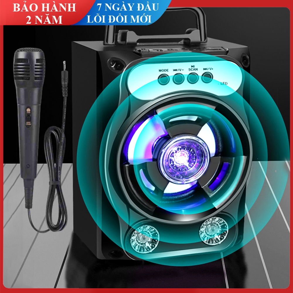 Loa bluetooth mini xách tay tặng kèm micro không dây, loa bluetooth nhỏ gọn âm thanh sống động. Bảo hành 12 tháng.