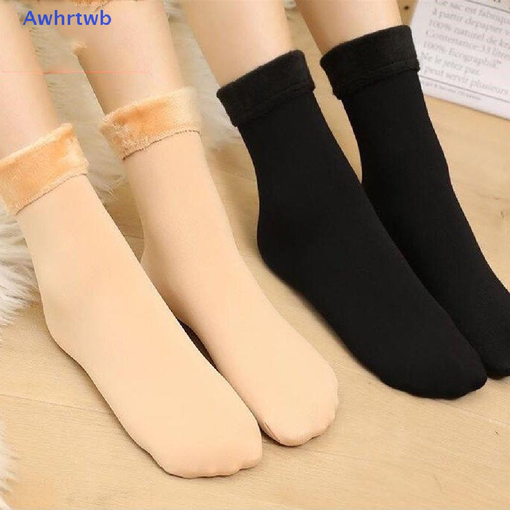 1 Đôi Vớ Len Cashmere Mềm Dày Giữ Ấm Màu Trơn Thời Trang Mùa Đông Mới