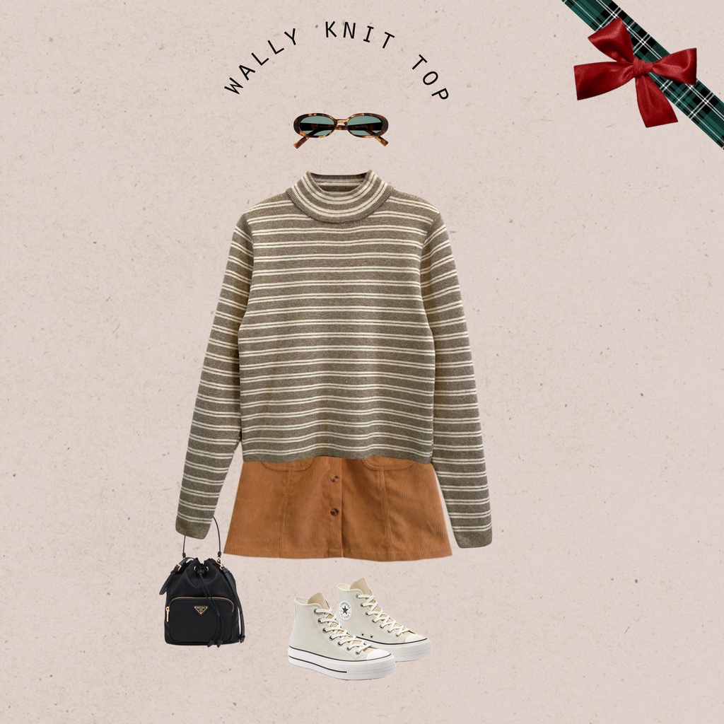 BLEUBIRD Áo len dệt kim kẻ ngang Wally Knittop