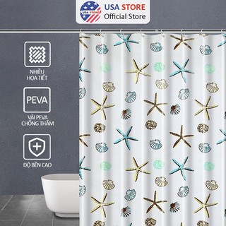 Rèm Cửa Che Phòng Nhà Tắm Peva Cao Cấp - Decor 9 Móc Loại 1.8 X 1.8M - Màn Treo Họa Tiết Đa Dạng Cá Tính - Chống Nước