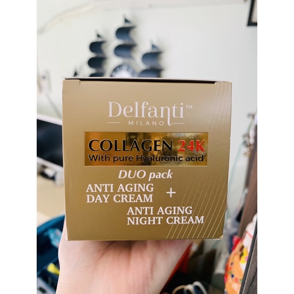 SET KEM DƯỠNG DA CHỐNG LÃO HÓA DELFANTI MILANO COLLAGEN 24K 50MLx2lo