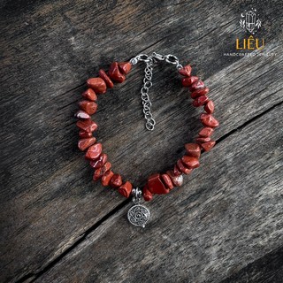 Vòng tay đá thô Jasper đỏ