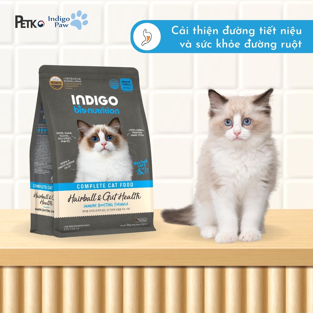 Hạt mèo INDIGO 400g-2kg tiêu búi lông, tiết niệu, mèo con - hairball, urinary, kitten