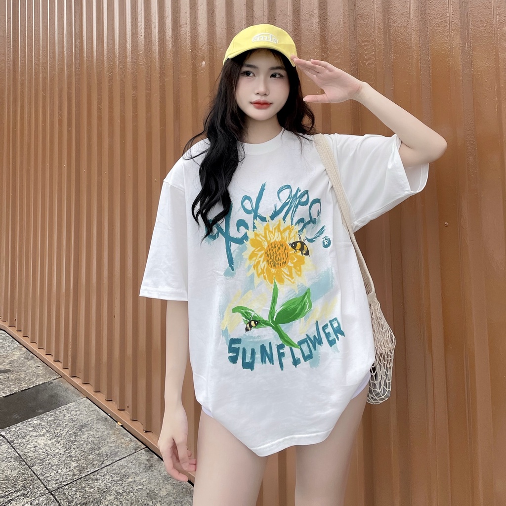 Áo thun tay lỡ nam nữ cotton thoáng mát XXME Sunflower - XXME - Trắng