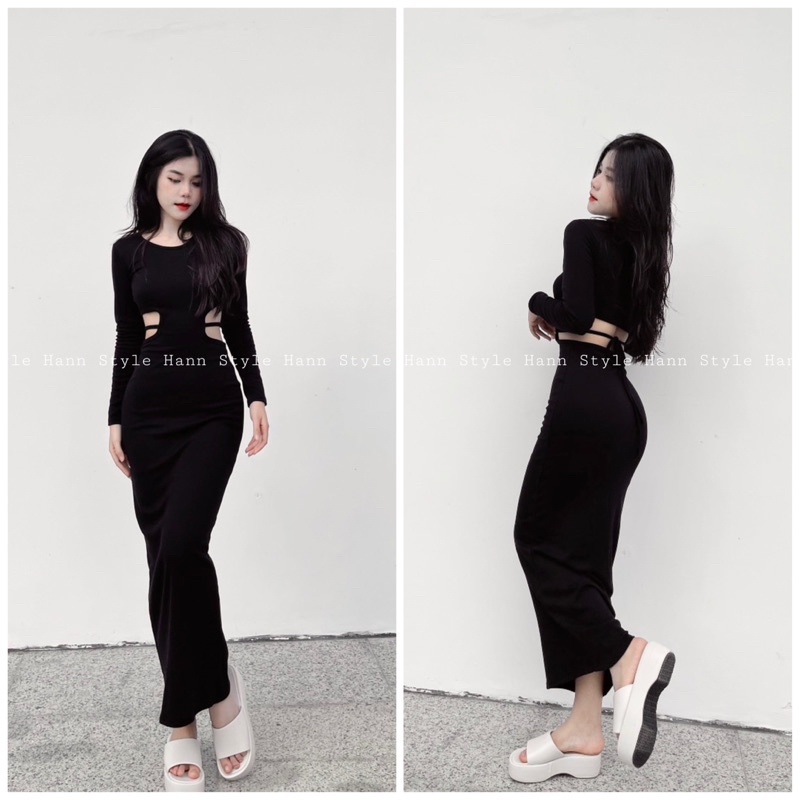 Đầm khoét eo dáng dài  ( có bigsize )