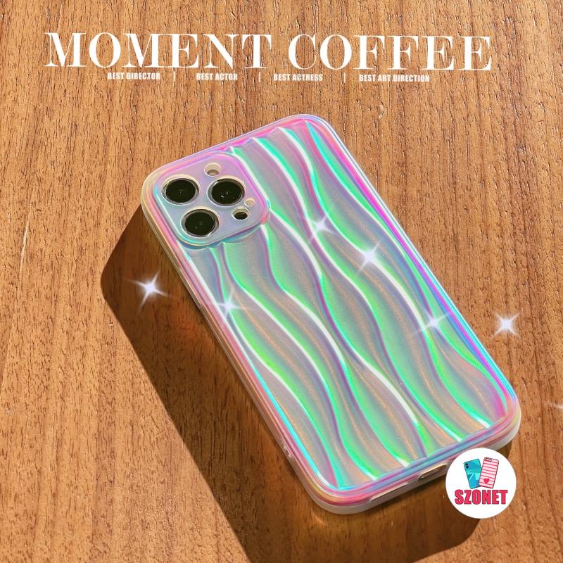 Ốp Điện Thoại Chống Sốc Màu Laser Họa Tiết Gợn Sóng Thời Trang Cho iPhone 14 13 12 11 Pro Max