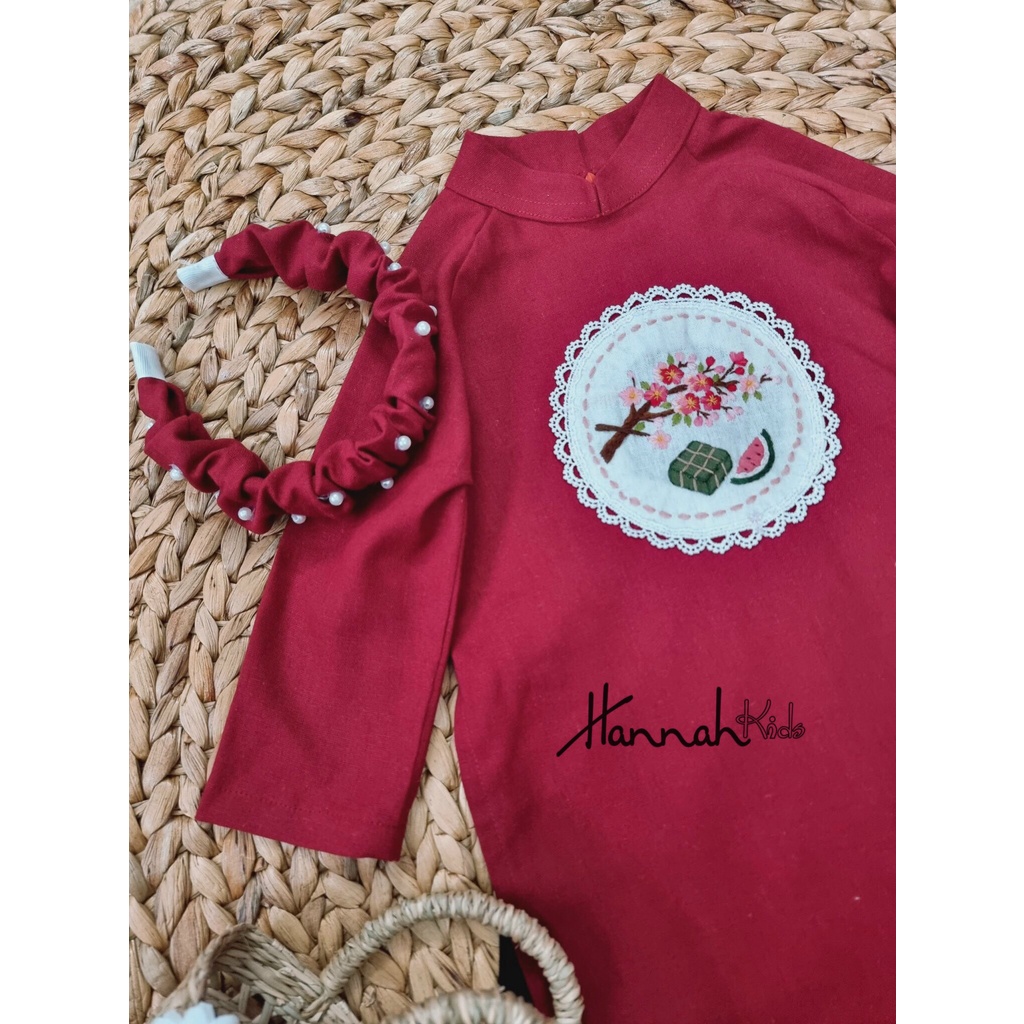 Áo Dài Tết Đôi Cách Tân Chất Linen Cho Bé Trai Và Bé Gái 8-35Kg, Áo Dài Đỏ Đôi Cho Bé Trai Và Bé Gái HANNAH KIDS