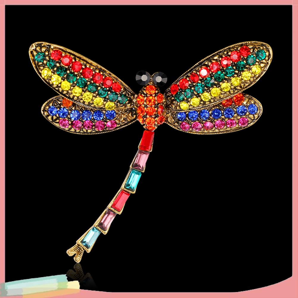 Ghim Cài Áo / Khăn Choàng Hình Chuồn Chuồn Đính Đá Nhiều Màu Kiểu Vintage