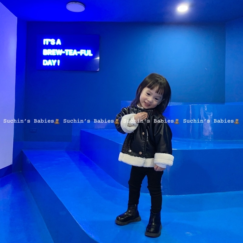 Áo khoác da lót bông ấm cho bé Suchin