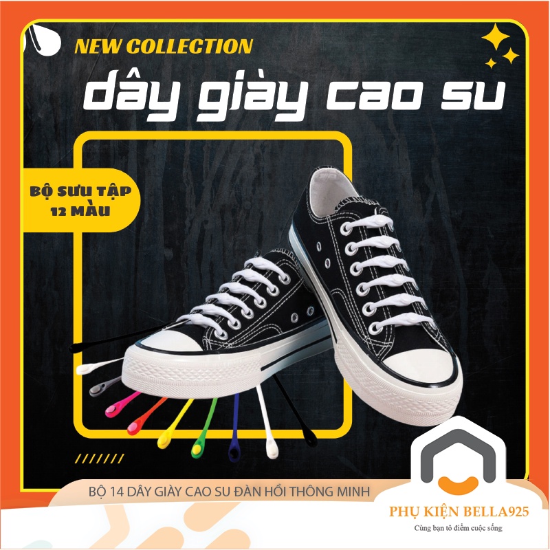 Dây giày thông minh Bella925 dây cột giày cao su bộ 14 dây giày thể thao sneaker giày tây
