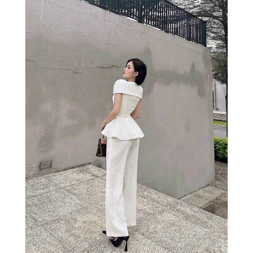 [12.12 Sales Freeship] Set bộ đồ nữ thiết kế quần dài, set áo pelum cổ tròn kèm tang 2 màu trắng đen sang trong mtb