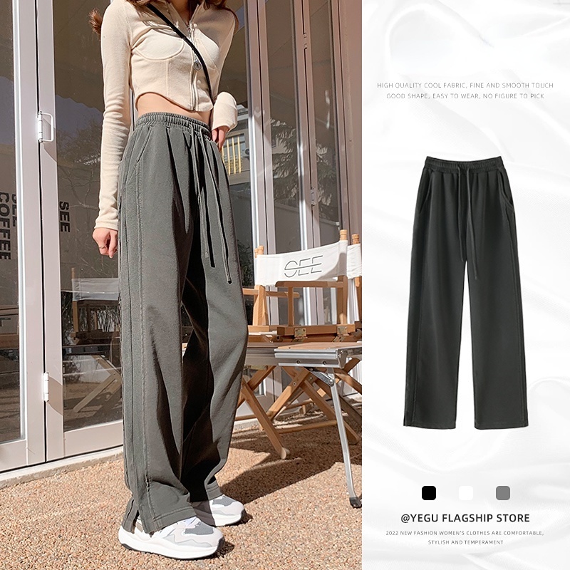 Quần SUXI ống rộng lưng cao màu sắc đơn giản thời trang cho nữ