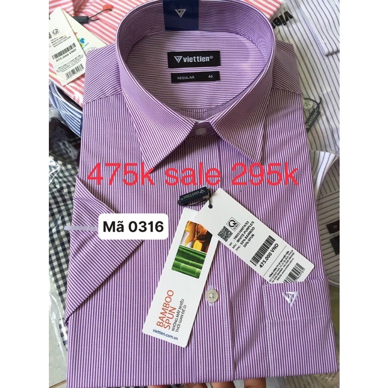 Việt tiến áo sơ mi ngắn tay giá mác 475k sale 295k xả kho nghỉ tết