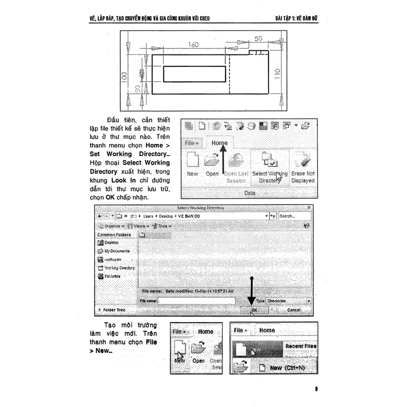 Sách - Vẽ, Lắp Ráp Tạo Chuyển Động Và Gia Công Khuôn Với Creo