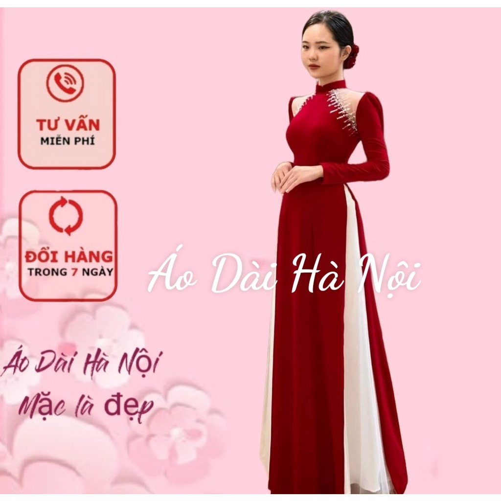 Áo dài nhung kết cao cấp, áo dài cô dâu cho mùa thu đông 2023 - Áo Dài Hà Nội