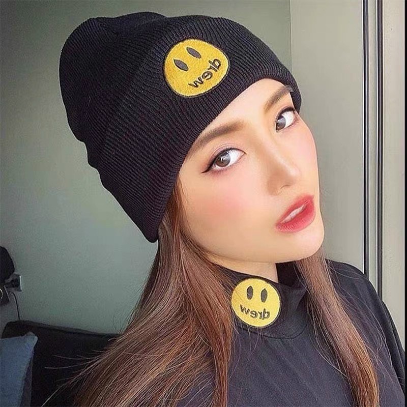 Mũ len thêu hình mặt cười phong cách thời trang hip hop dành cho Nam Và Nữ WHMU-02