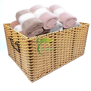 Rương Mây Nhựa Đan Không Nắp Đựng Quần Áo Gấp Gọn, Rương Đựng Khăn Spa Khách Sạn Thẩm Mỹ Viện Tiện Nail Dụng Đa Năng