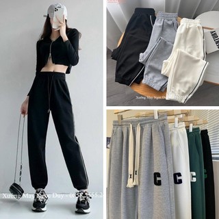 Quần jogger nữ mẫu mới chất tổ ong viền sọc lưng bo gấu dáng thể thao