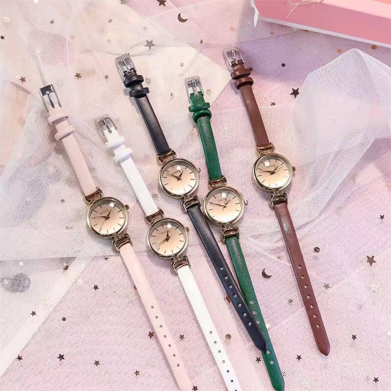 Đồng Hồ Analog Máy Quartz Mặt Nhỏ Dây Mảnh Sang Trọng Phong Cách Retro Cho Nữ