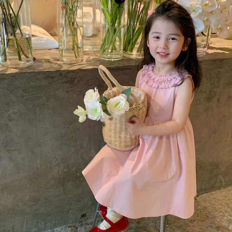 Đầm công chúa bé gái sát nách màu trơn thoáng khí thân thiện với làn da