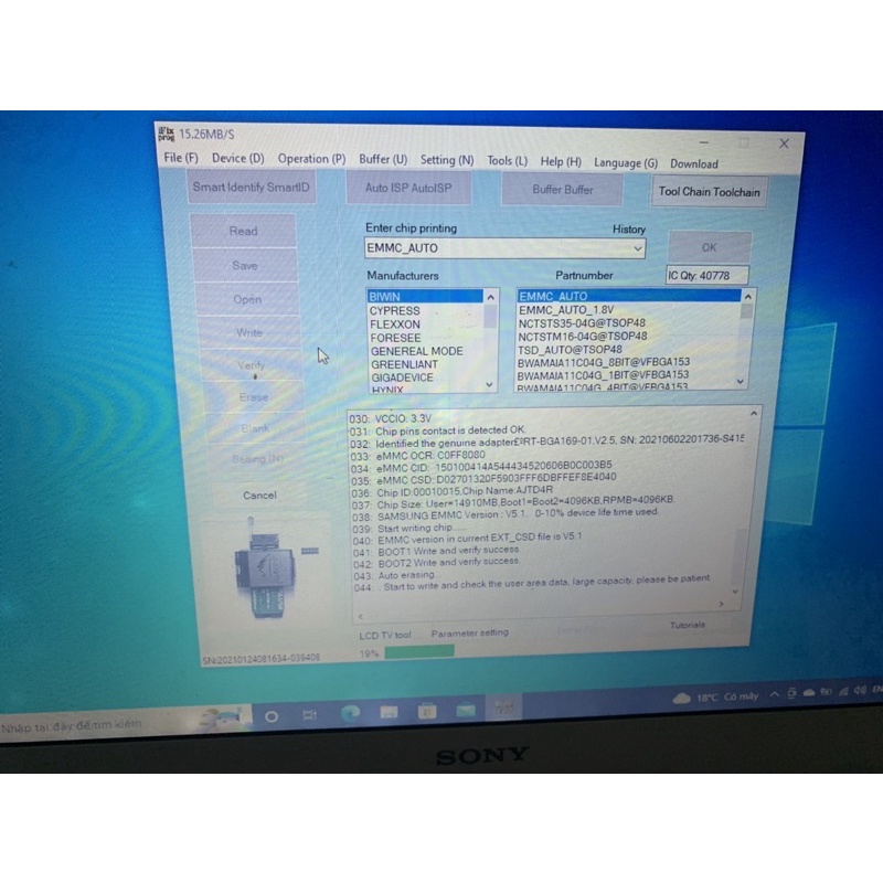 EMMC 16G SONY W800C X8000E EMMC SAMSUNG MỚI