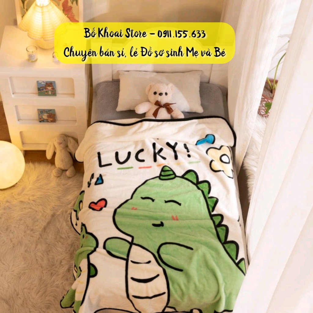 Chăn lông tuyết 4 mùa hàng đẹp 1m x 1m4 - Chăn băng nhung siêu mềm mịn cho bé - Bố Khoai Store