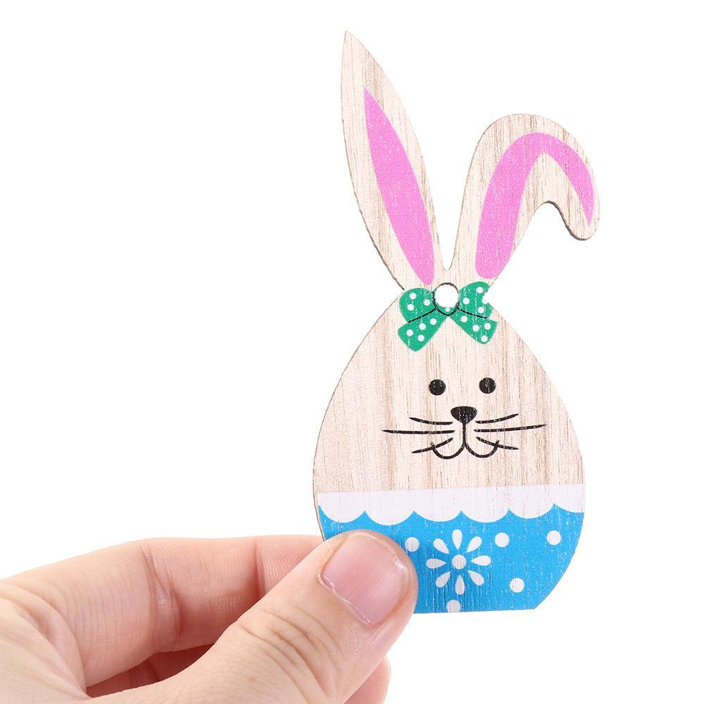 CONOPERY Phụ Kiện Treo Trang Trí Bằng Gỗ Tự Nhiên Hình Thỏ Phục Sinh